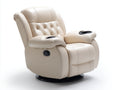 Fauteuil relax - cuir-pu-metal - 100x95x108 cm - beige - moderne