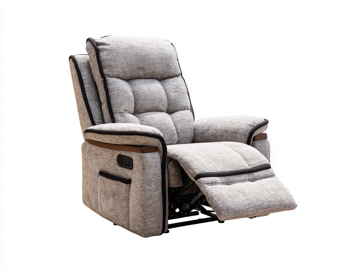 Fauteuil relax - tissu-metal-electrique - 101x96x109 cm - beige - moderne