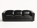 Canapé 3 places-cuir synthétique-bois-220x90x78 cm-noir-moderne