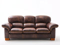 Canapé 3 places-cuir véritable-bois-223x97x86 cm-marron-vintage classique