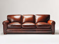 Canapé 3 places-cuir véritable-bois-224x97x85 cm-marron-chesterfield classique