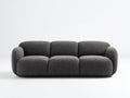 Canapé 3 places-tissu-bois-216x98x80 cm-gris foncé-moderne arrondi