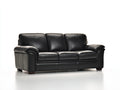 Canapé 3 places-cuir véritable-bois-212x97x84 cm-noir-classique moderne