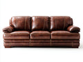 Canapé 3 places-cuir véritable-bois-221x96x83 cm-marron-classique contemporain