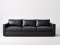 Canapé 3 places-cuir véritable-bois-216x94x83 cm-noir-moderne contemporain