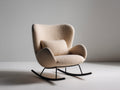 Fauteuil à bascule-tissu bouclé-métal-bois-80x78x92 cm-beige-design contemporain