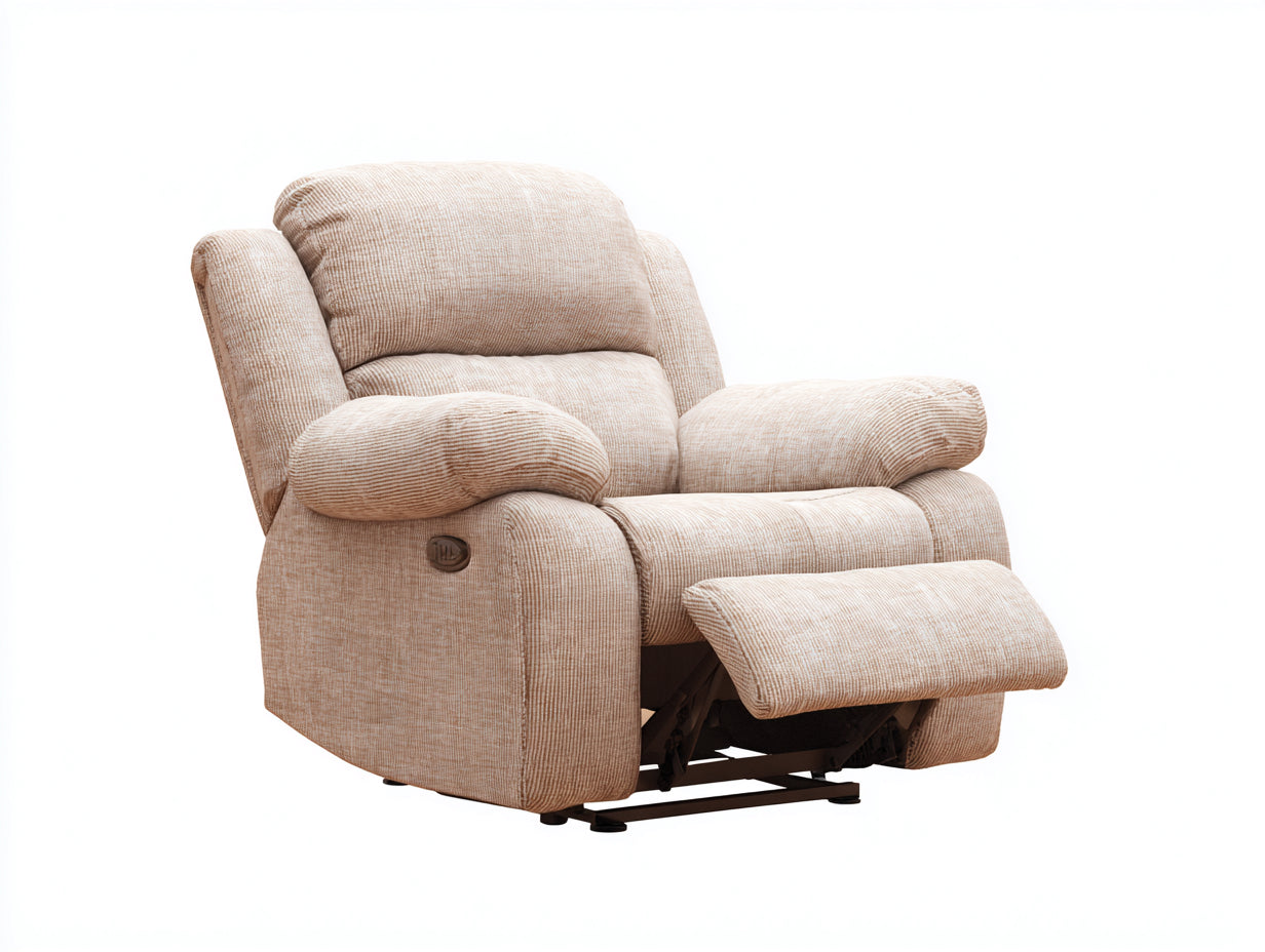 Fauteuil relax - tissu-metal - 98x95x109 cm - beige - moderne