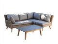 Canapé de jardin - résine tressée-tissu-bois - 245 x 185 x 78 cm - gris-brun naturel - contemporain