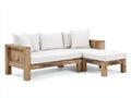 Canapé de jardin - Bois-Tissu - 200 x 180 x 70 cm - Blanc-Bois naturel - Style contemporain
