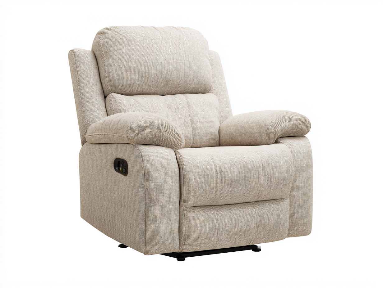 Fauteuil relax - tissu-metal-electrique - 100x96x107 cm - beige - moderne