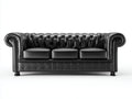 Canapé 3 places-cuir-bois-232x98x84 cm-noir-chesterfield moderne