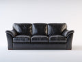 Canapé 3 places-cuir véritable-bois-216x95x83 cm-noir-classique contemporain