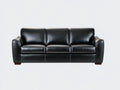 Canapé 3 places-cuir véritable-bois-213x95x82 cm-noir-classique contemporain
