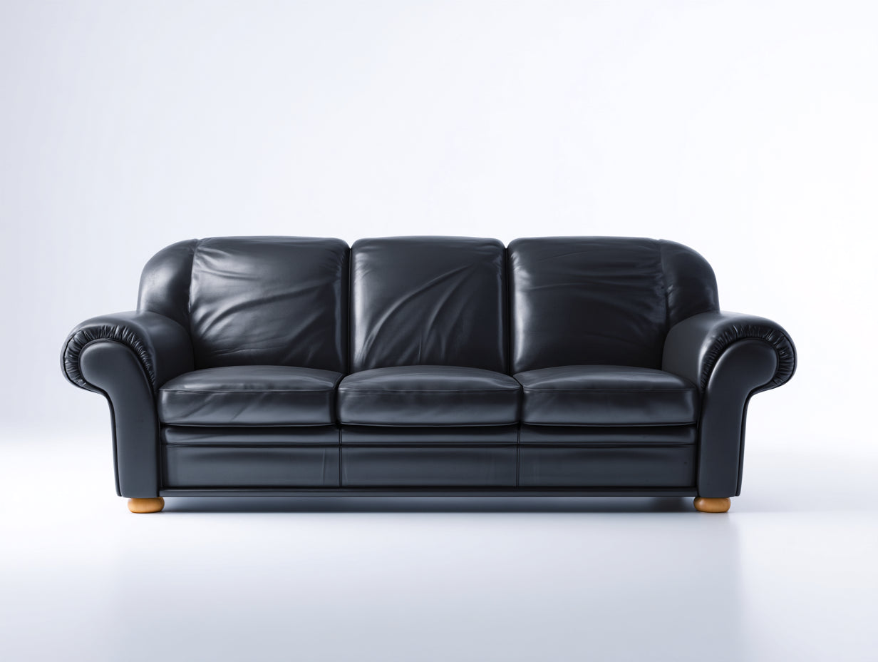 Canapé 3 places-cuir synthétique-208x95x83 cm-noir-classique élégant