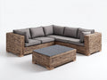 Canapé de jardin - résine tressée-tissu - 250 x 250 x 72 cm - gris-brun naturel - contemporain