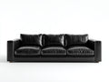 Canapé 3 places-cuir-bois-228x96x83 cm-noir-moderne