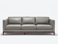 Canapé 3 places-cuir véritable-bois-217x96x83 cm-gris-moderne contemporain